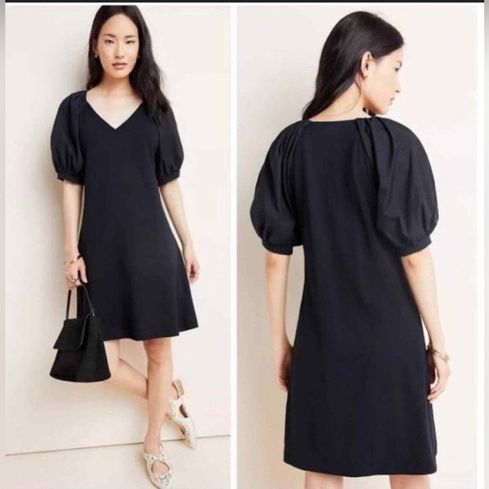 Anthropologie Velvet Graham Spencer Ignacia Black Structured Dress Sz Small - Picture 3 of 12